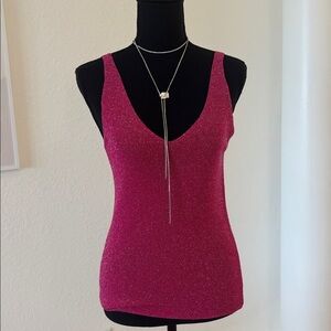 Elegant Pink Glitter Women's Top & Lariat 2 Piece Bundle 200
